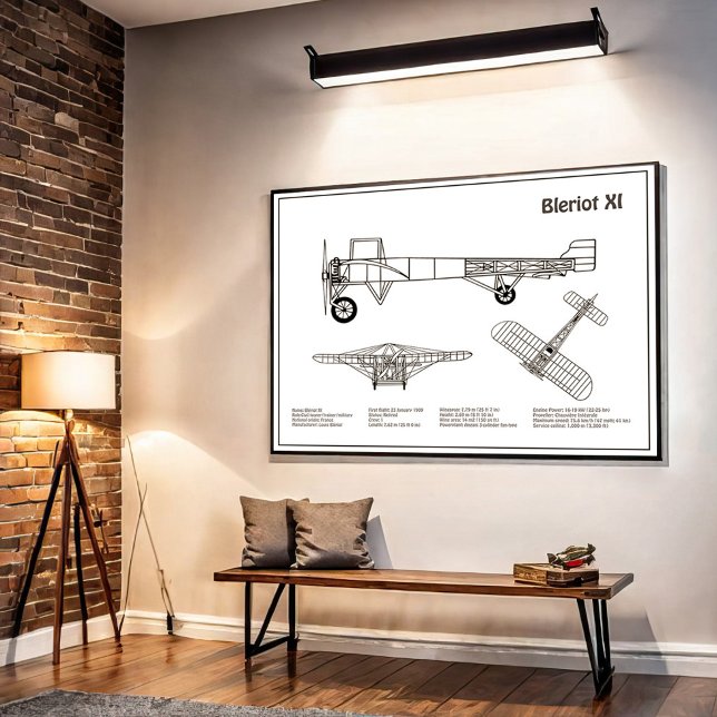 Bleriot XI - Airplane Blueprint Drawing Plans BD Poster (Creator Uploaded)