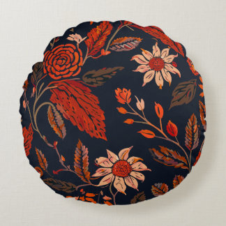 Blerta 3 - Floral Pattern Round Pillow