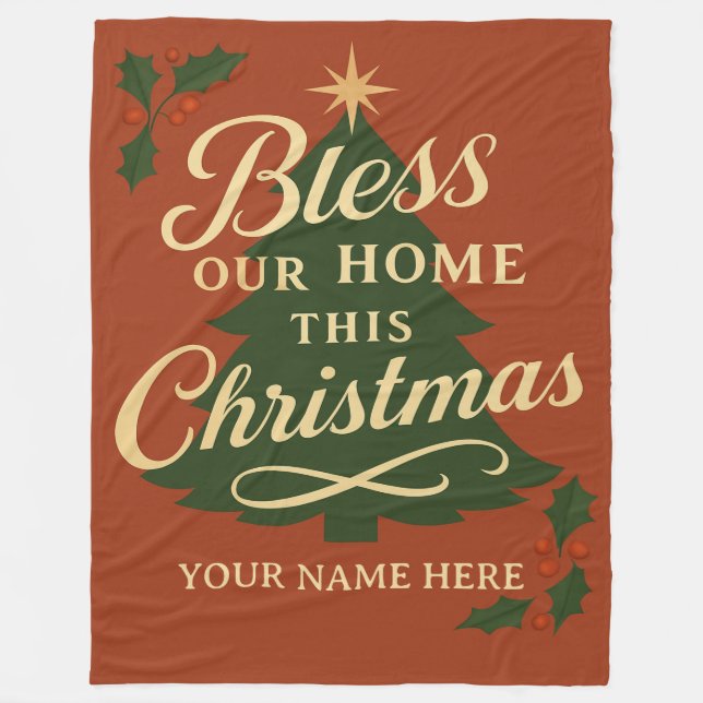 Bless Our Home Christmas Personalized Blanket (Front)