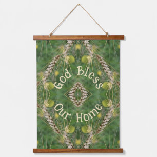 Bless Our Home Dried Grass Abstract   Hanging Tapestry