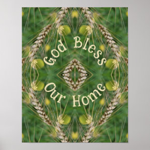 Bless Our Home Dried Grass Abstract Poster