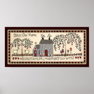 BLESS OUR HOME~Primitive Rustic Home Decor Art