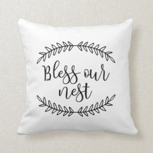 Bless Our Nest   Farmhouse Throw Pillow