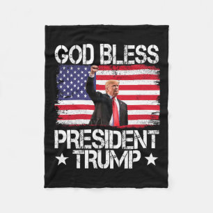 Bless President Trump 2024 Support Trump Election  Fleece Blanket