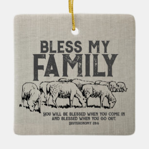 Bless Scripture Ceramic Ornament