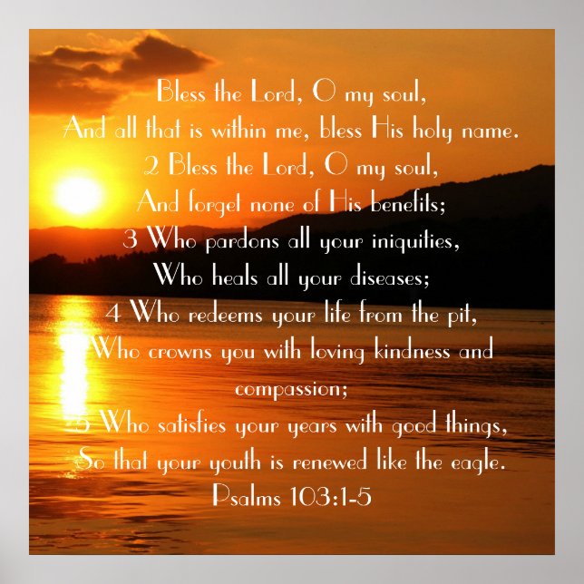 Bless the Lord Bible Verse Sunset Poster (Front)