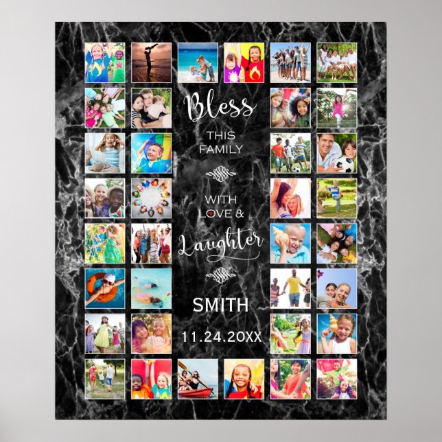 Bless this Family with love 32 Photo Collage Poster (Front)