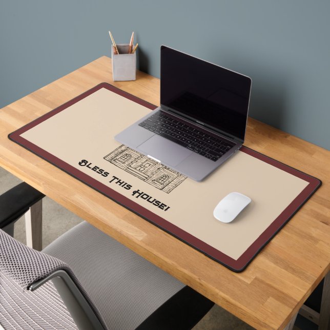 Bless This House w/ text & image templates  Desk Mat (Office 2)