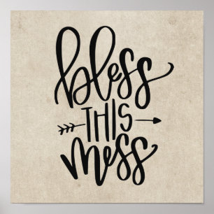 Bless this Mess Typography Living Space Home Decor