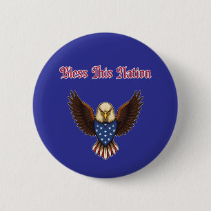 Bless This Nation Patriotic American Prayer Faith 2 Inch Round Button