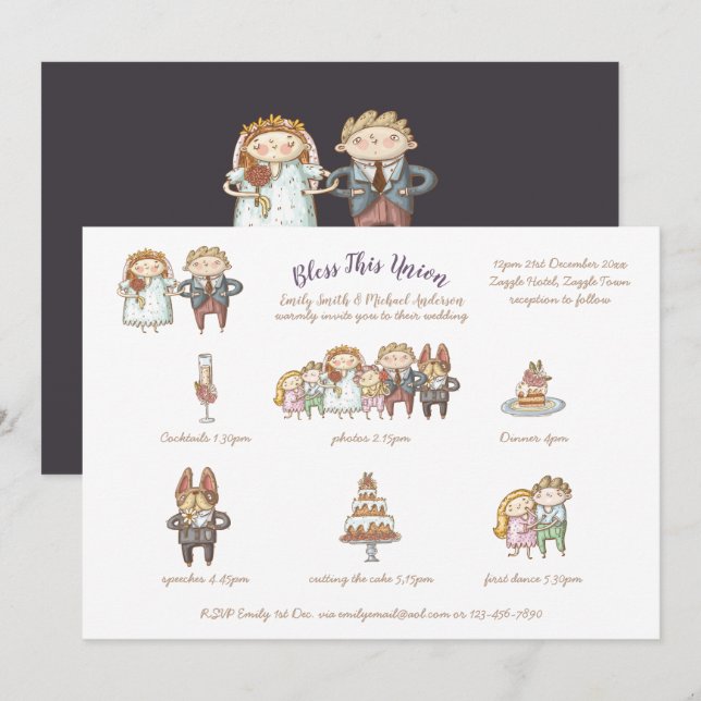 Bless This Union - Cute Wedding Invite/Program Invitation (Front/Back)