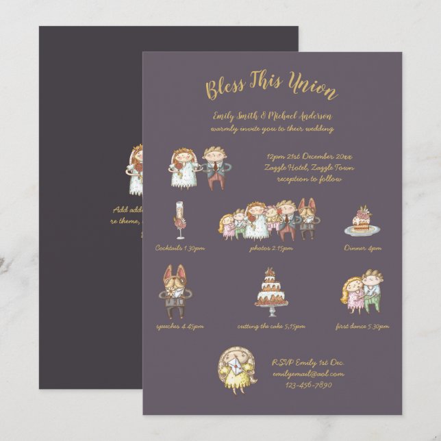 Bless This Union - Cute Wedding Invite/Program Invitation (Front/Back)
