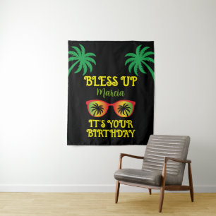 Bless Up Jamaican Happy Birthday Tapestry
