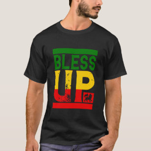 Bless Up Rasta Reggae Lion Jamaica Rastafari Roots T-Shirt
