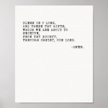 Bless us, Oh Lord, Grace Before Meals Prayer Poste