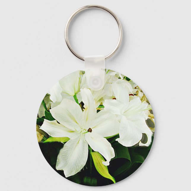 Bless You-White Lilies_ Keychain (Front)