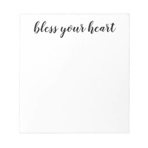 Bless Your Heart Black Script Notepad