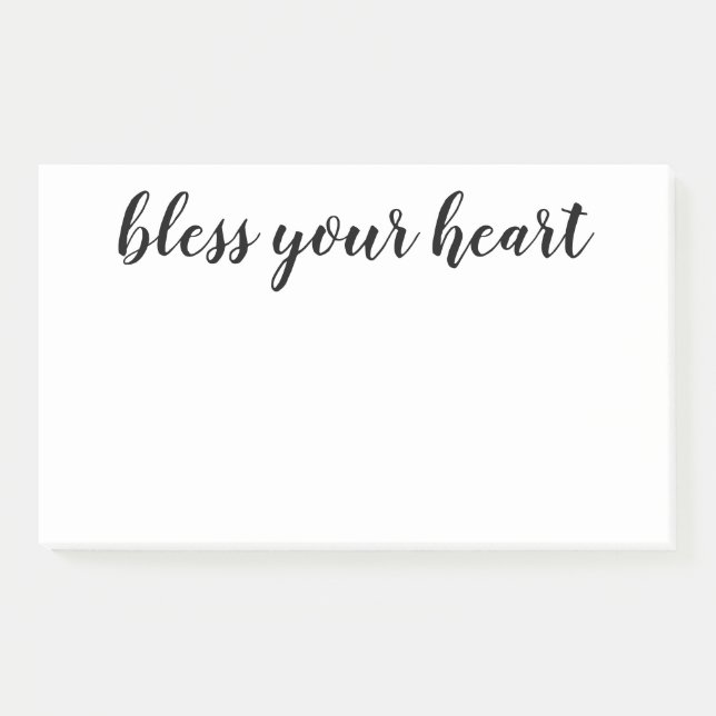 Bless Your Heart Black Script Post-it Notes (Front)