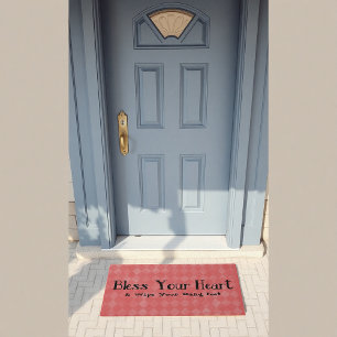 Bless Your Heart Faux Diamond Background Doormat