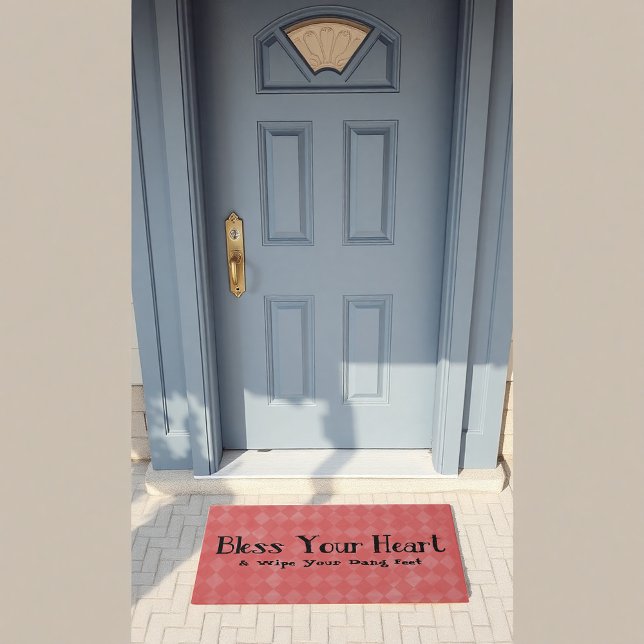 Bless Your Heart Faux Diamond Background Doormat (Creator Uploaded)