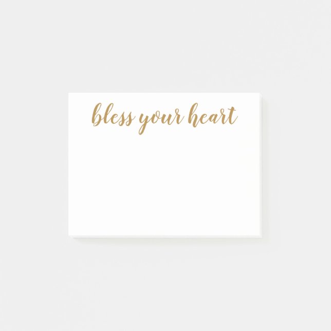 Bless Your Heart Gold Script Post-it Notes (Front)