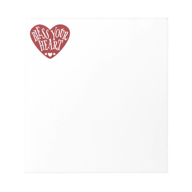 Bless Your Heart in Heart Notepad (Front)