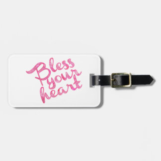 Bless Your Heart Pink Sparkle Luggage Tag