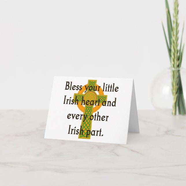 Bless Your Little Irish Heart - Irish Quote  Card (Front)