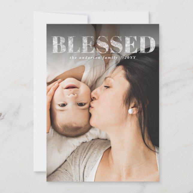 Blessé Noël élégant carte de vacances photo (Devant)