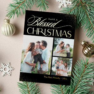 Blessé Noël VRAI FOIL Carte de vacances religieuse