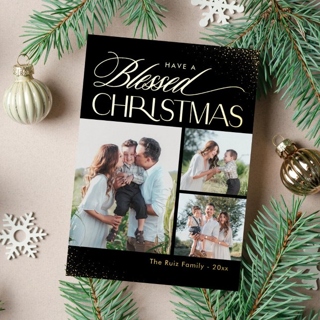 Blessé Noël VRAI FOIL Carte de vacances religieuse (Créateur téléchargé)