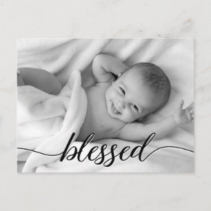 Blessé noir blanc Faire-part de naissance photo bé