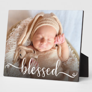 Blessé Script Baby Photo Plaque