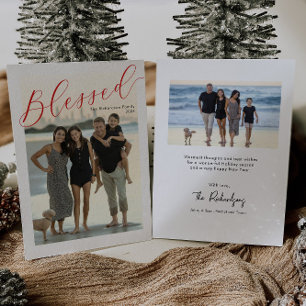 Blessé simple script moderne photo carte de Noël