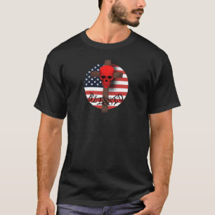 Blessed American Flag Cross Red Skull Patriot 1776 T-Shirt