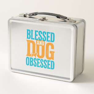 Blessed And Dog Obsessed Vintage Dog Lover Design_ Metal Lunch Box