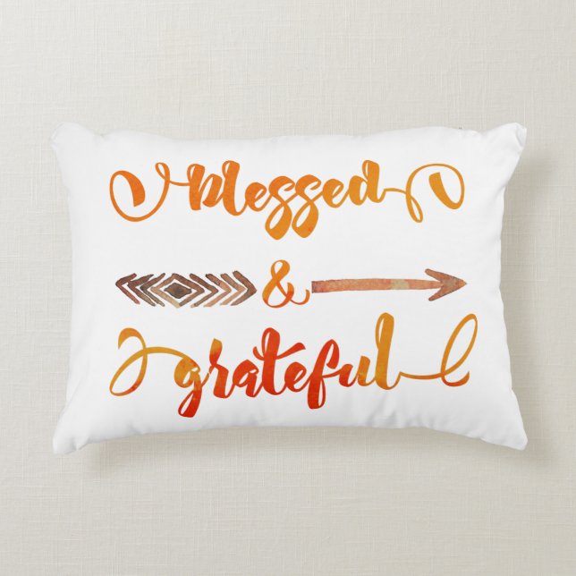 blessed and grateful thanksgiving accent pillow (Front)