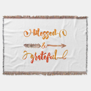 blessed and grateful thanksgiving throw blanket