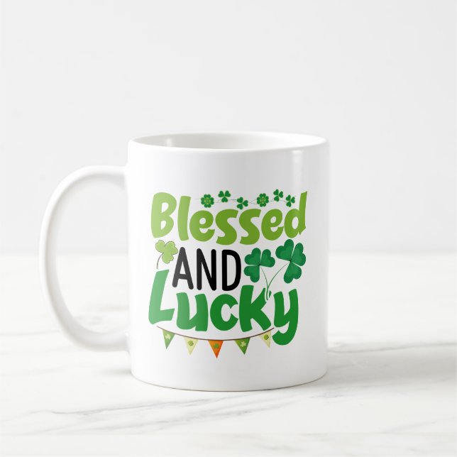 Blessed And Lucky St. Patrick’s Day Design-61103 Coffee Mug (Left)