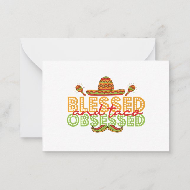 Blessed and Taco Obsessed Funny Cinco De Mayo Gift Card (Front)