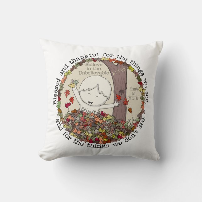 Blessed and Thankful  Throw Pillow (Front)