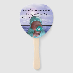 Blessed are the pure in heart hand fan