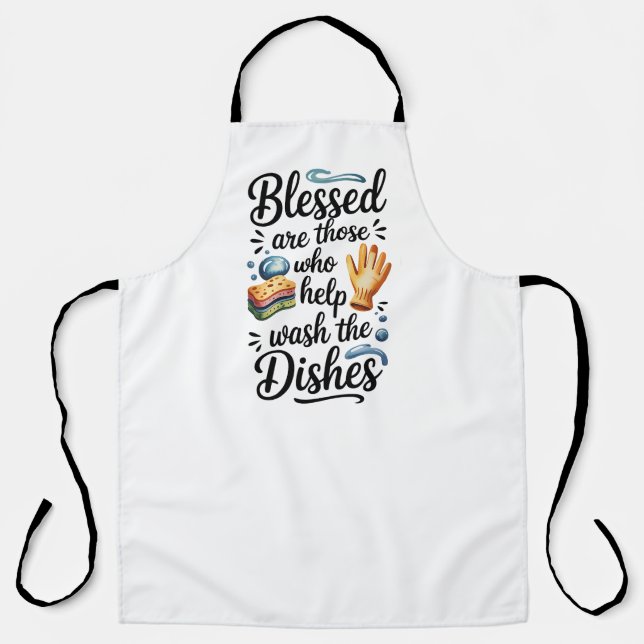 Blessed Are Those Who Help Wash The Dishes Apron (Front)