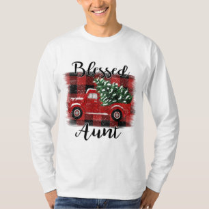 Blessed Aunt Red Truck Vintage Christmas Tree T-Shirt
