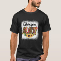 Blessed Aunt Women Bleached Cheetah Print Sunflowe