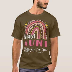 Blessed AuntPink Rainbow Leopard Mom Mothers Day T-Shirt