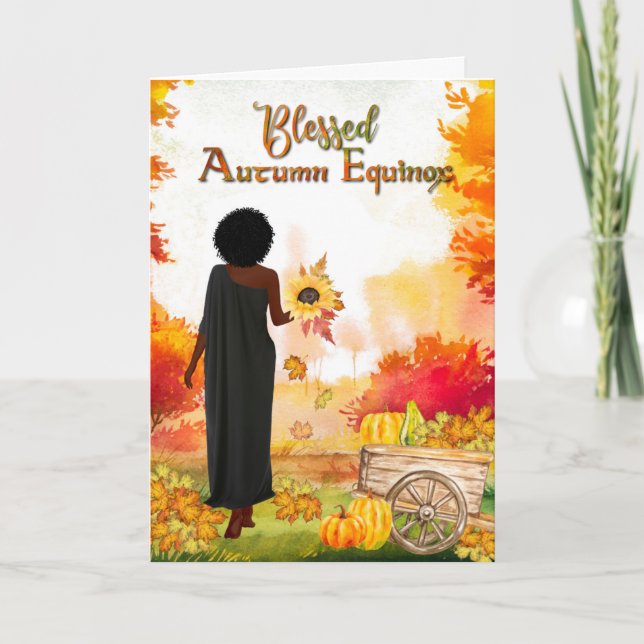 Blessed Autumn Equinox Fall Trees Mabon Greeting Card (Front)