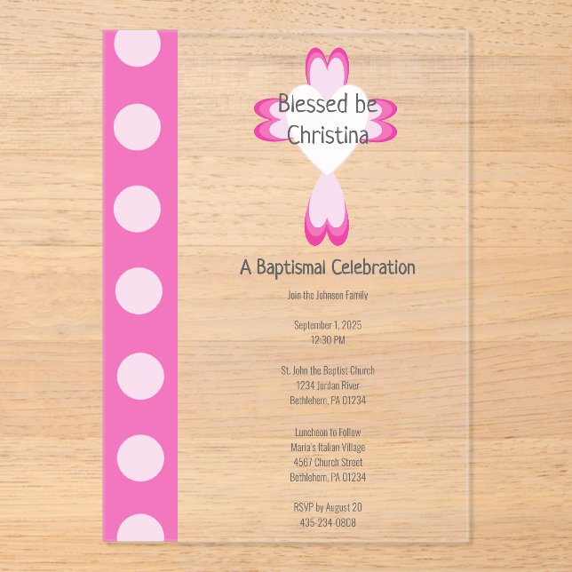 Blessed Baptism Acrylic Invitations (Front)