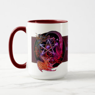 Blessed Be Art Nouveau Pentacle Dragon Mug