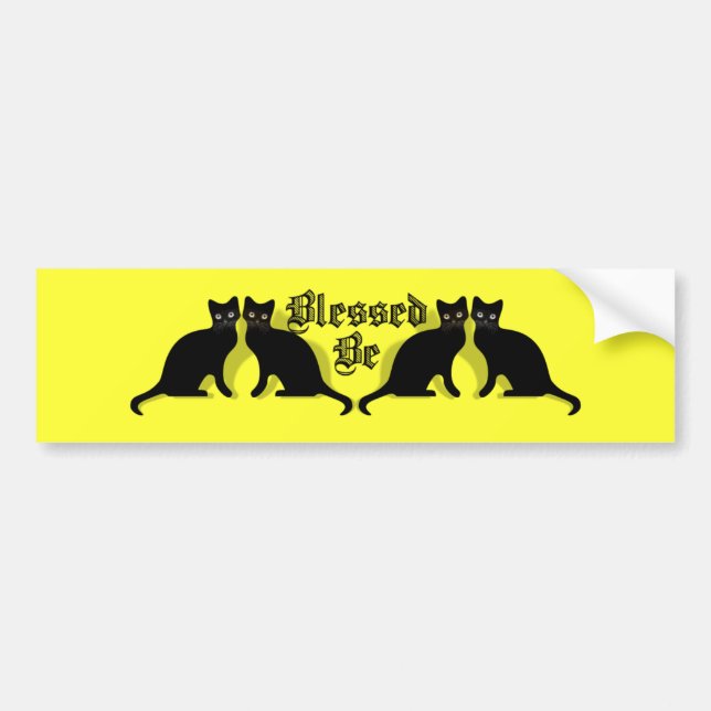 Blessed Be Black Cats Wicca Witch Bumper Sticker (Front)